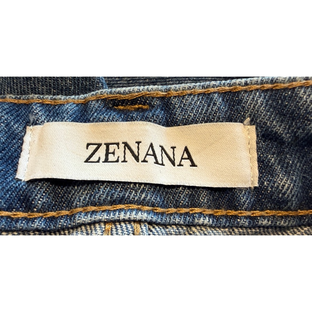 Zenana Distressed Wide Leg Jeans Medium Wash High Rise Ripped Cotton Size 30 - Picture 4 of 6